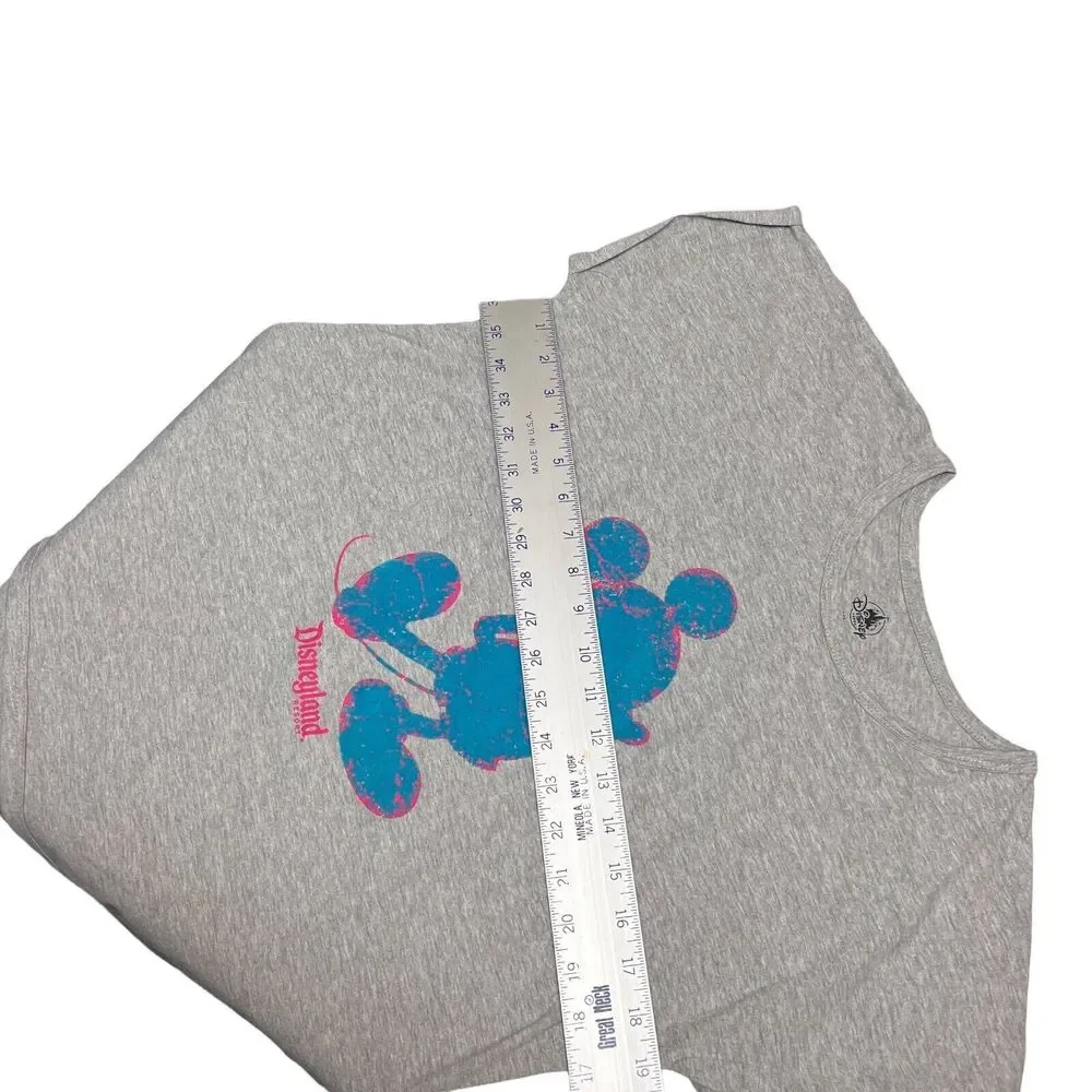 Disneyland‎ Resort T-Shirt Girls XL Grey Parks Mickey Mouse Logo Ears World Pink
